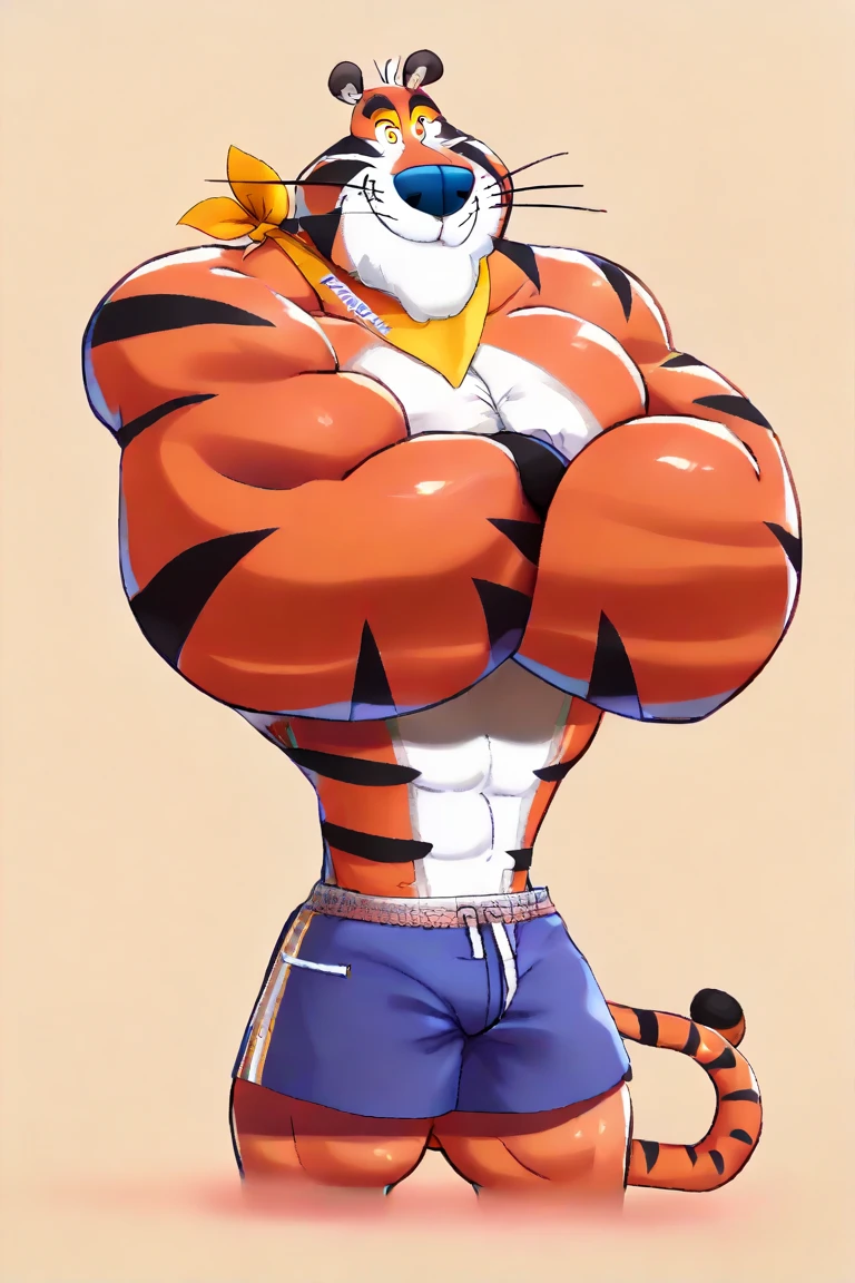 copperRTF, A Masterpiece, the best quality t, Ridiculous res, By Kiyoyama, by Zero Ghost, shaggy, tiger, Masculine, muscled, solo, Hoodies, pants,Deep blue pupils,Deep blue eyes, Thick eyebrows, Off-white fur, Yellow fur, (Scars on the neck:0.9), Lie on the bed, Detailed fur, fluffly, tails, detailed backround