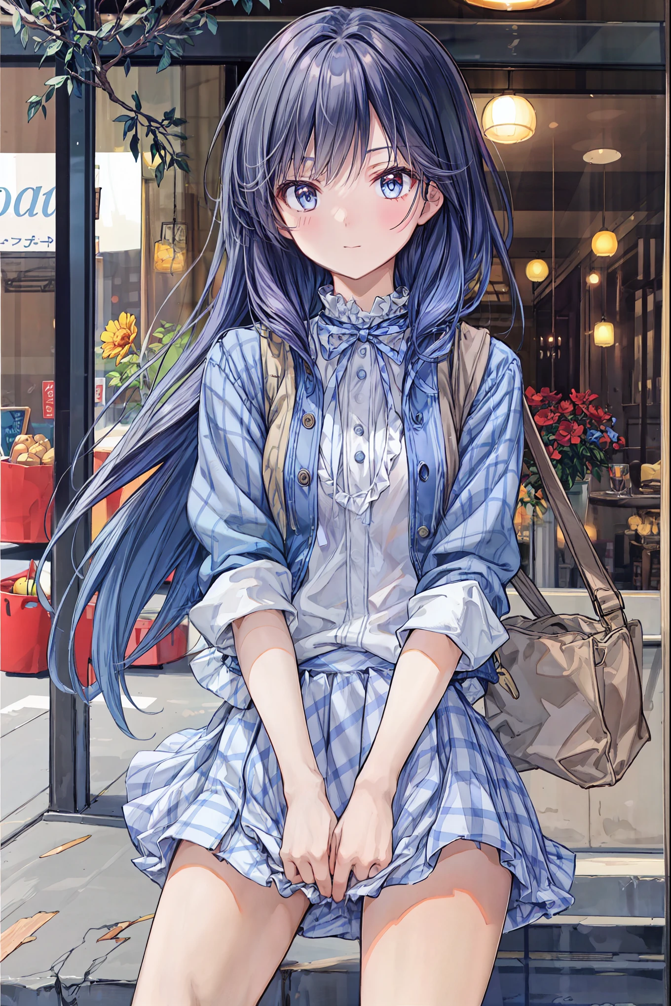 high resolution raw color photo , Professional Shooting, (((Bokeh))), written depth of the border, Many apples have fallen from the sky 、camisole、短いhair、chest, hair,shortcuts,左目の乱れたhair,短い編み込みのhair, Neat , Slender beautiful woman, correct posture,small breasts,Beautiful Legs,Your enchanting gray-blue eyes shine like stars,dull eyes,bright color,Beautiful Eyes,A delicate smile,textured skin,Best Quality, A Parody of a Gentle and Beautiful Woman ,anime style、