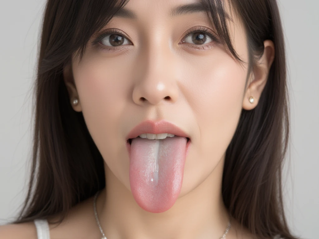 ,1 girl、Taylor Hill、1 girl、超High resolution, retina, Accurate, masterpiece, Anatomically correct, Super Detail, Textured skin, Attention to detail, high quality, High resolution, 8k、、Big double eyes、nose、The focus is on the mouth、close-up focus on face、Woman with open mouth and closed eyes、18-year-old、Black Hair、tongue out, tongue, traces of saliva,, Ahegao, long tongue, Verbal invitation,  Pulling the hair back, Gray background,Half Backlight,