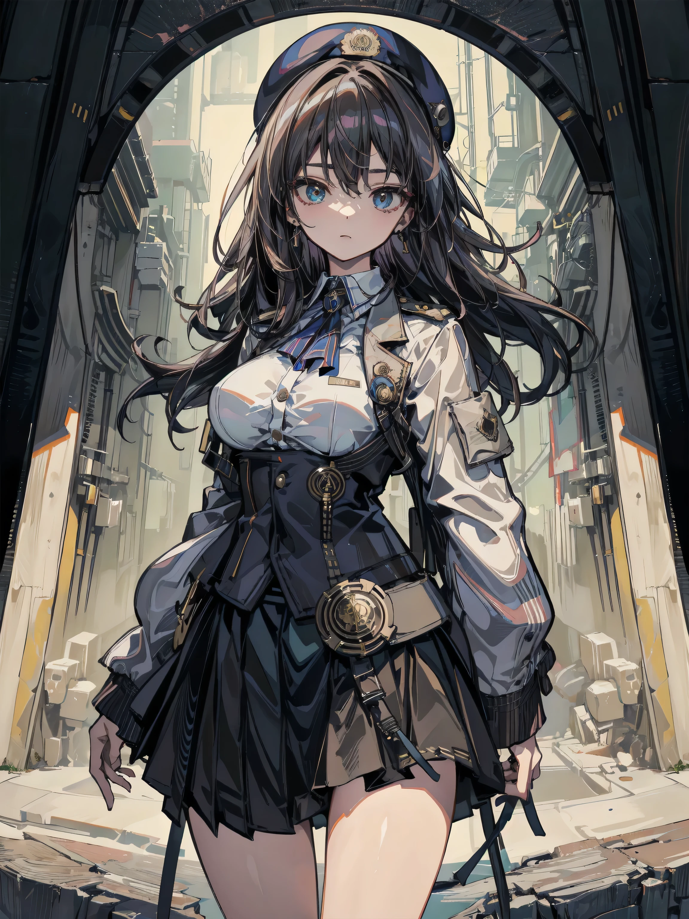 Arates on a plane with a woman wearing a skirt and stockings, bottom corner,,stockings and skirt,Low-Level View,, on the runway, cowboy shot, perfect angle, beautiful angle,