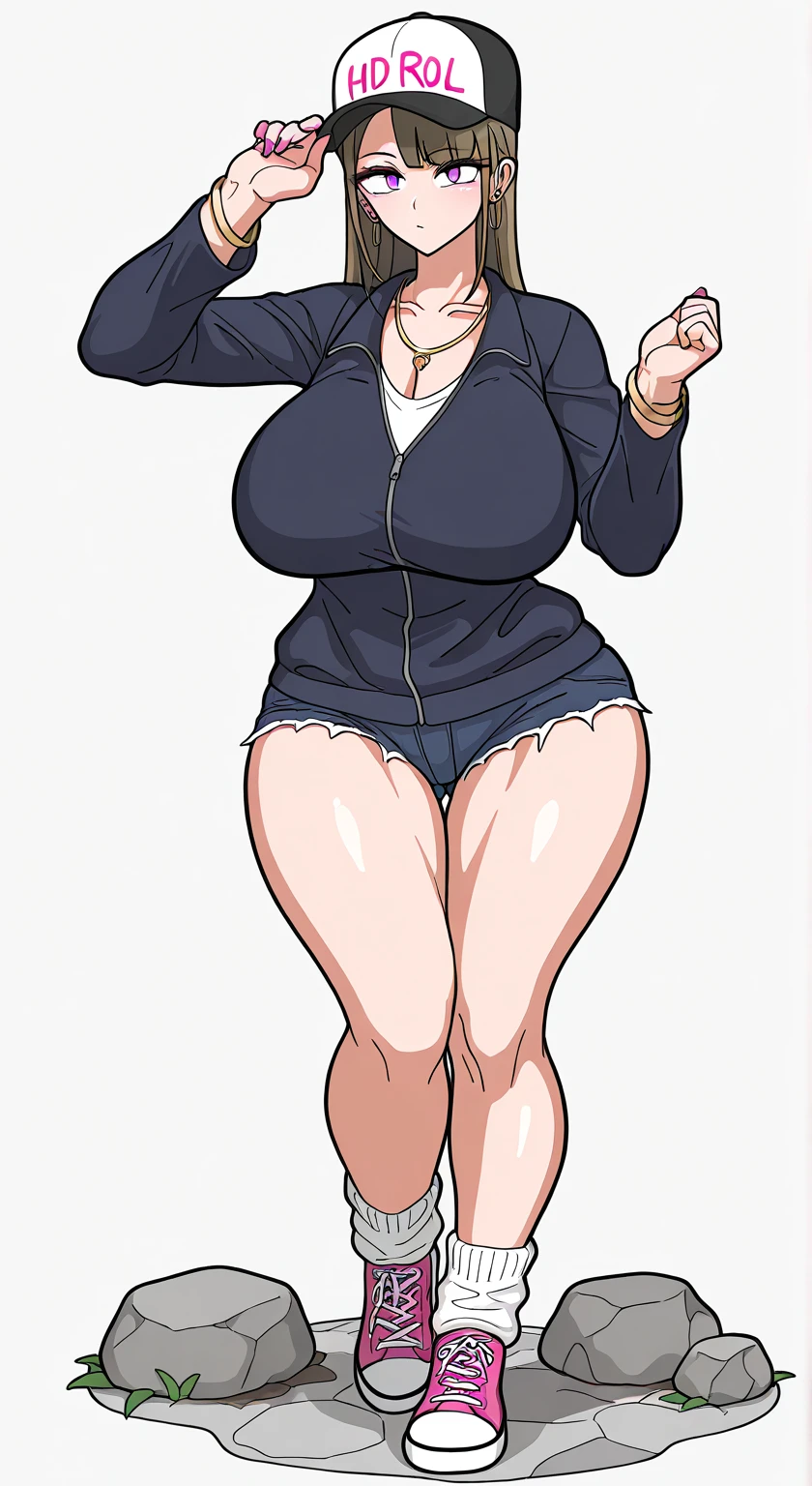 masterpiece, bestquality, ultra-detailed,
middle ages, medieval times, Medieval European fantasy,
flat design, ligne claire, (photorealistic:1.5),
cinematic lighting, depth of field,
(1girl, fullbody, looking at viewer, front view:1.5),
(very long high ponytail, japanese, thick eyebrows, Navy purple ninja uniform, sarashi, fundoshi, ninja mask, Fishnet tights, Fishnet body tights, hot pants, low rise hot pants, black hair, Yamato Nadeshiko girl, bangs bangs, Cool beauty girl, angry eyes, Cold eyes, Half open eyes, half-closed eyes, Tight Mouth:1.3),
(gigantic saggy breasts:1.3), Clothes that are completely stuck to the chest, impossible clothes, Impossible clothing with perfectly shaped extremely gigantic puffy nipples, pawg, (thin thighs:1.5), thick calf, (slender body:1.5), thin waist, milf, mature woman, puffy lip, lewd body,
standing contrapposto pose, spread legs, Hands on hips,
(Wear warm clothes, tight-fitting fishnet shirt, tight-fitting Fishnet pants:1.5),
high waist T-back, (low rise hot pants:1), Whale tail, low rise T-back, hot pants, highleg panties, high leg panties g-strings , high leg panties thong,
(white background:1.4),