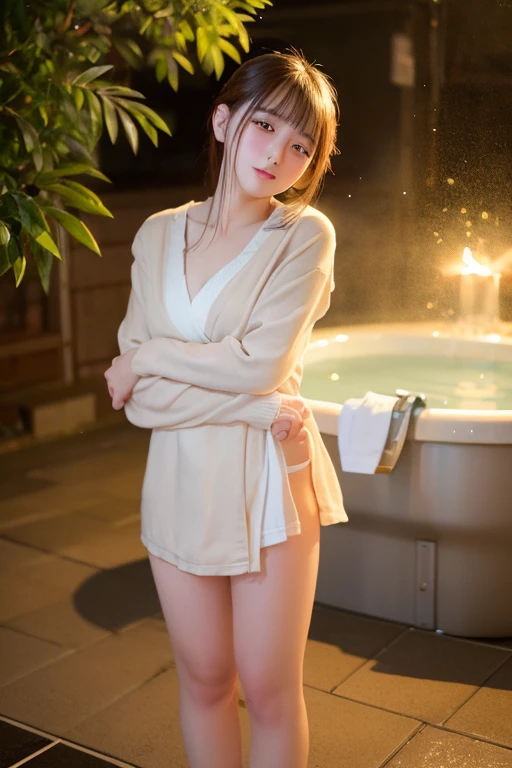 realistic, photorealistic, detailed, beautiful, RAW photo, film grain, (natural lighting, perfect lighting:1.5), cowboy shot, wrinkled skin, day, beautiful, loli, Japanese, (photo of a teenage school girl, (((12 years old))) ,clear face, shy blush slight smile, ((flat chest:0.6))), messy ,school skirt, nude, underless, perfect lighting,bangs,posing,Skinny, (Japanese bath house:1.3)  
