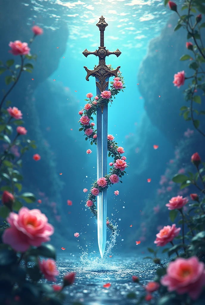 Sword With Roses A animated sword wraped with animated roses under water all animated ...