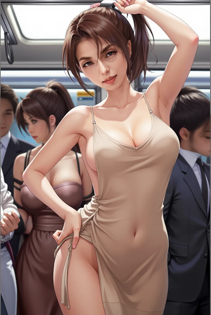 （（super high quality,Ultra-high resolution,16K,super masterpiece,Ultra HD ,Detailed shading,））Park at night,（（３People Women,Sexy older sisters））,Cleavage,Yellow jumpsuit,White belt at waist,popped Tight collar,smile,blush,Sweaty,holding a microphone in his hand,Licking the microphone,A small amount of drooling,Love juice from the crotch,