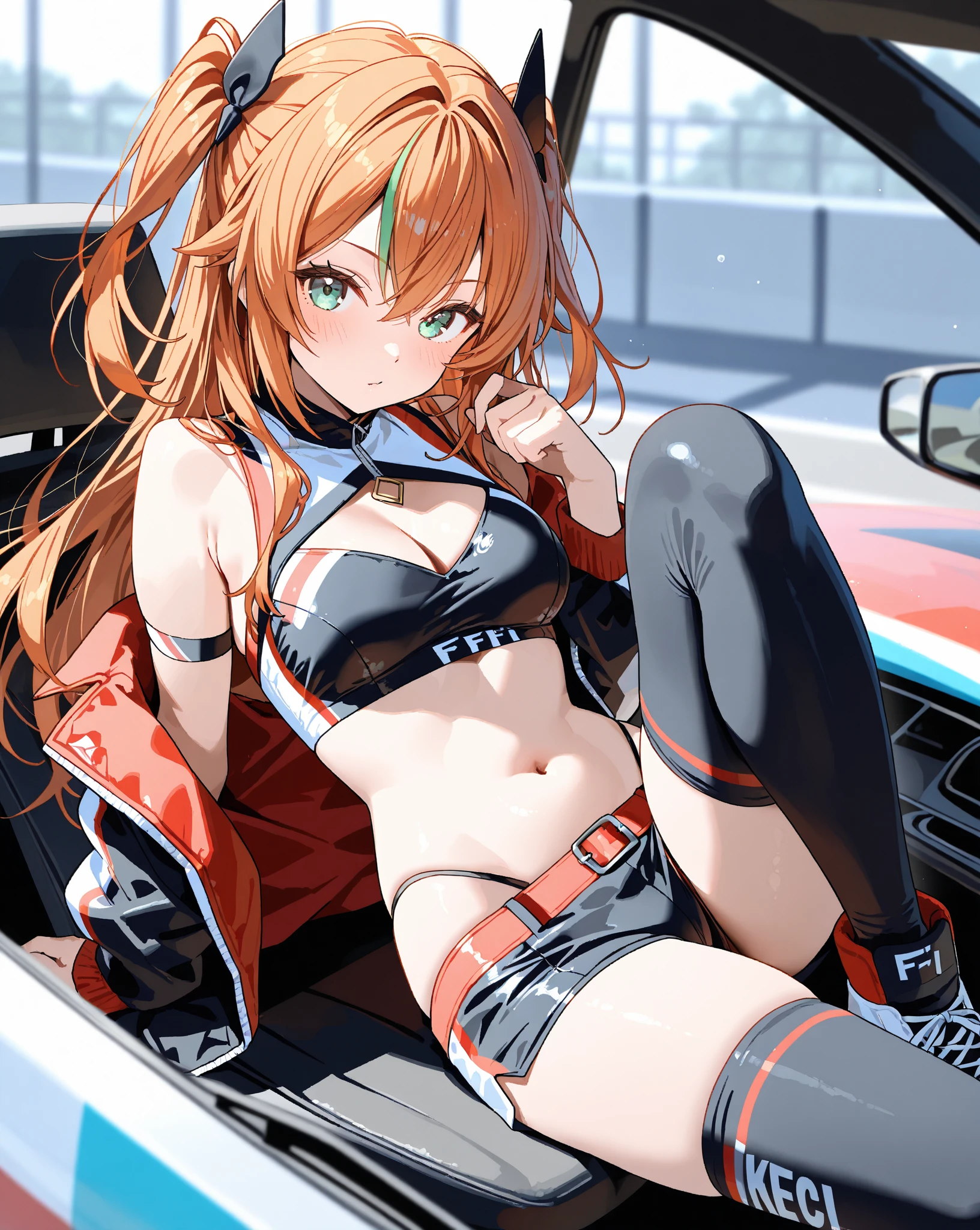 One Woman Car sex Big Butt Feeling face Inside the car at night Girls who love sex Happy face sunglasses Blushing and embarrassed Outdoor Exposure sports car Thong Climb on the hood of a car Camaro