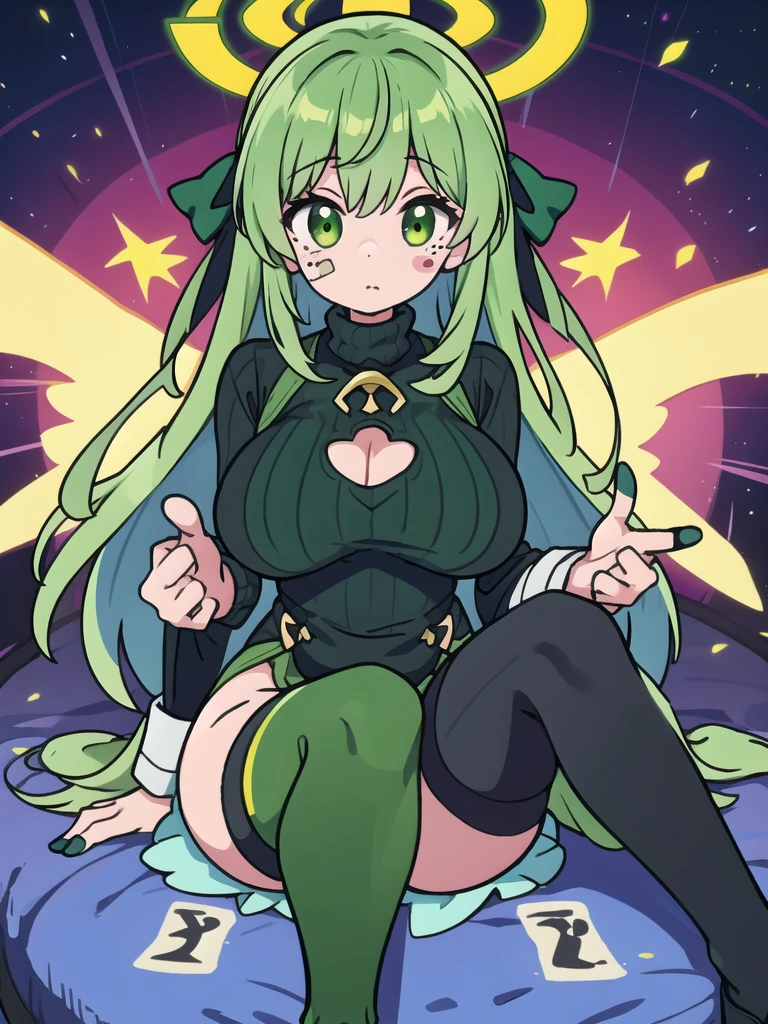 One Woman、Braided twin tails、Huge breasts、(Huge breasts:1.8)、Glasses、blue eyes、Green Hair、,((Sailor Warriorini skirt))、((Embarrassed expression))、((full moon))、((Picture below))、((Thigh-high boots))、((length))、((White length Gloves))、((White panties))