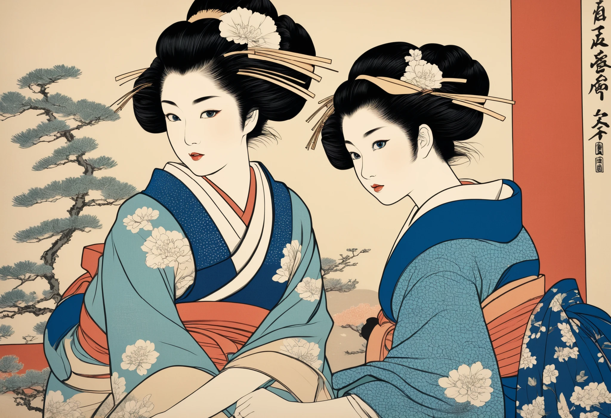 Katsushika Hokusai style Japanese history women are cute