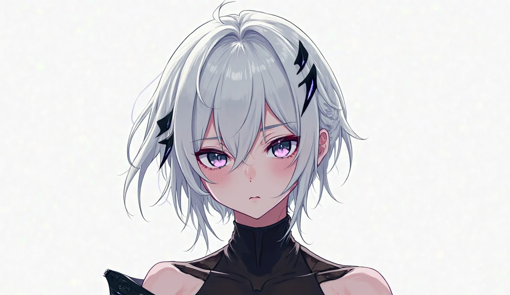 White hair, short hair, wolf ears, knight, red eyes, portrait, white background, wolf
