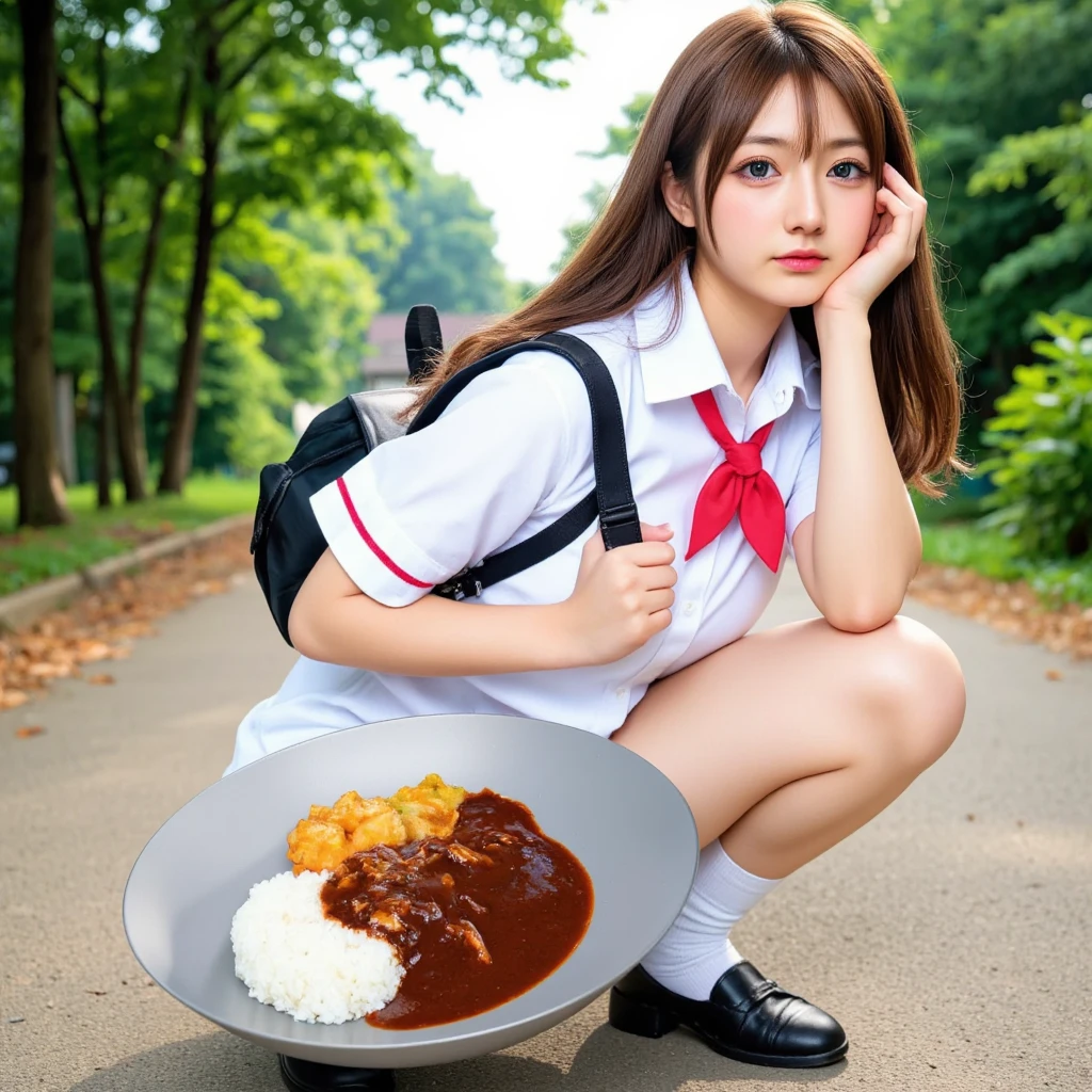 (masterpiece, best quality:1.2), in the garbage pile , In a pile of putrid garbage , in sewage , school girls outfit, tight shirt , wet clothes, soaked, wet hair, wet skin, translucent, glistening with oil , dishevelled , skirt dark red , plaid skirt , pleated skirt , Tight shirt , white Shirt , school girl , red knot , red bow , school , big breasts , big tits , vomiting Food scraps from mouth flowing down stained her shirt , vomiting Food scraps from mouth flowing down her shirt , Puked up flowing , vomiting Food scraps from mouth pour down stained her shirt