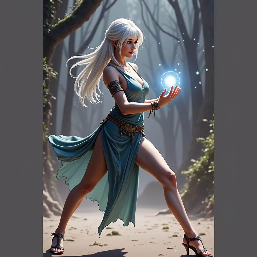 (((medium full shot))), (Masterpiece, photorealistic, photorealism, best quality, ultra-detailed:1.3), (nice hands, perfect hands), official art, cinematic light, (1girl:1.3), adult, wearing skimpy outfit, (summoning authentically real magic spells:1.1), hyper-realistic magic effects, (exquisitely detailed magical manipulations:1.15), (floating magic:1.1), subtly flowing energy patterns, clothing that looks organic and seamlessly blends into the characters' natural environment, clothing shadows are realistic, ensure that the clothing looks realistic and believable