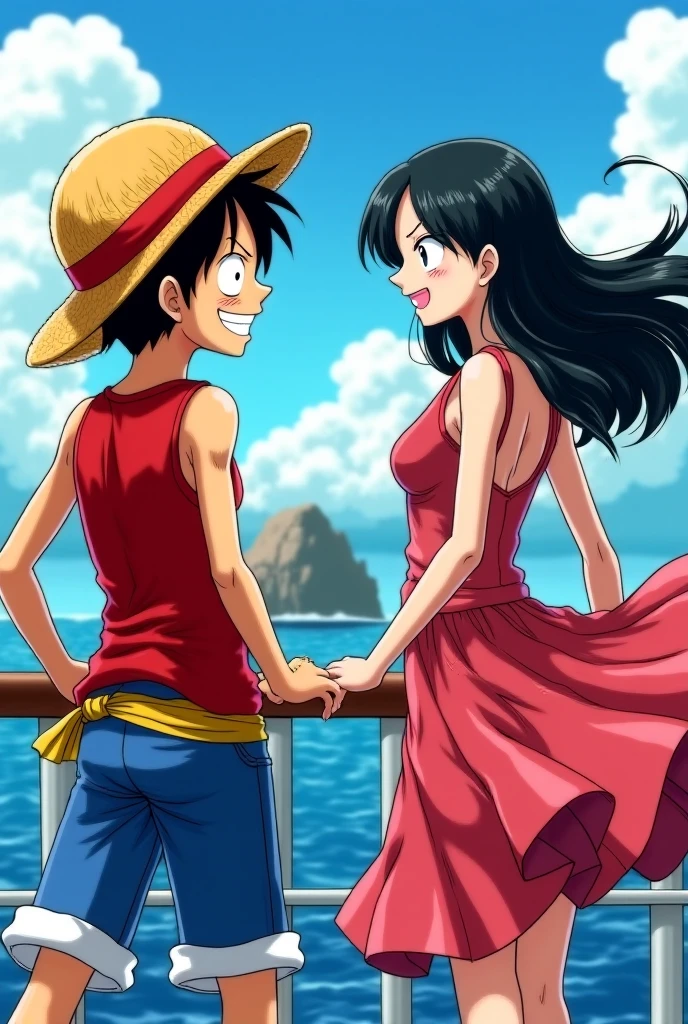 Nico Robin sitting on sanji's face