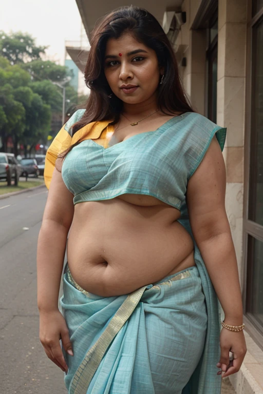 Bottomless chubby Bangladeshi girl with big  in saree at Public place 