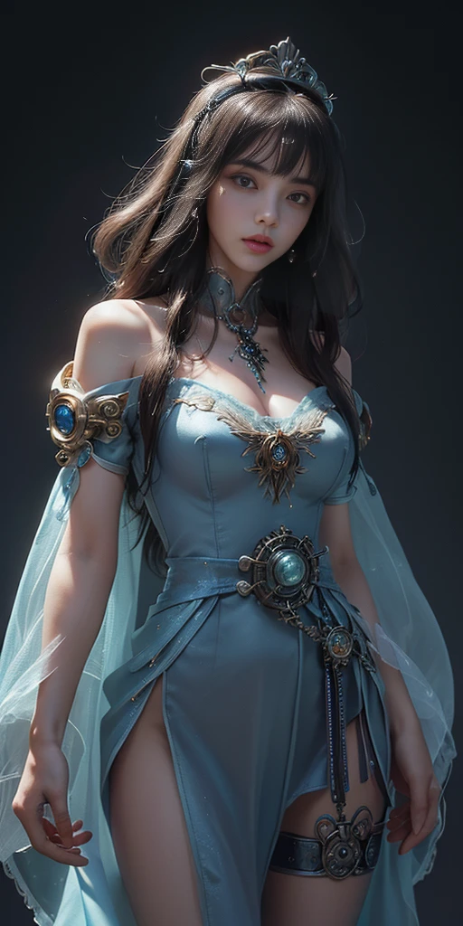 8k full body shot of beautiful Zeherade from Lost Ark, little clothing, intricate, beautifull face, elegant, highly detailed, majestic, digital hyperrealistic photography, art by artgerm and ruan jia and greg rutkowski hyperrealistic photography filigree, (masterpiece, sidelighting, finely detailed beautiful blue eyes: 1.2),