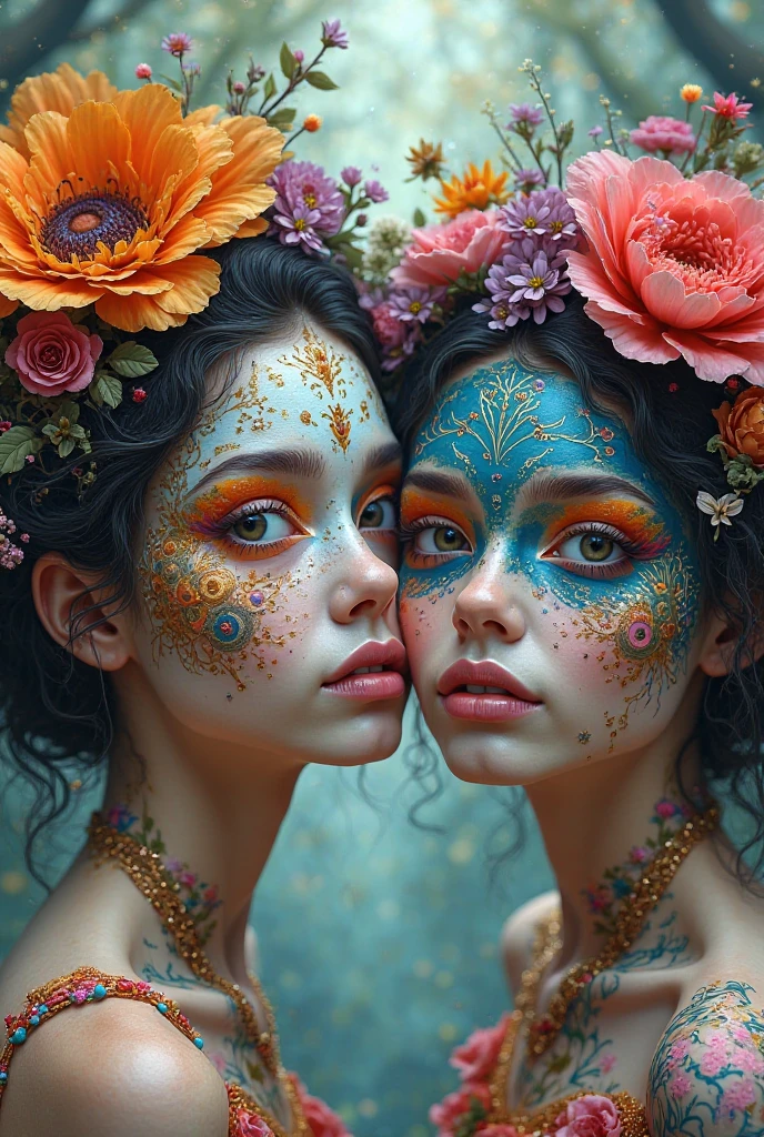 (masterpiece, best quality), ultra detailed, high resolution, 16k, the most beautiful face in the world, perfect face, delicate facial features, highly detailed beautiful face and eyes, shiny skin, highly detailed background, elaborately designed, fine cloth texture, BREAK, gorgeous and stunning age princess, perfect make-up, eyeshadow, lash extensions, rouge, deeply in love, full of elegance, (floral pattern face paint:1.7), solo, (full body:1.5)