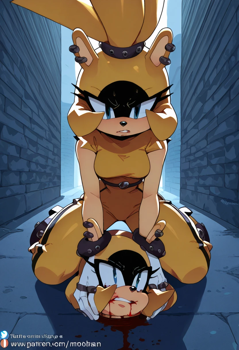 1Girl, Long black hair, Panda ears, Panda tail, Sexy face, (Covered in black and white fur), (Naked) (Dark creepy abandoned basement, (Dark blue eyes), (Scared), (Muzzle), Spreading legs, No panties, (Showing her pussy and tits), ((Tied up with chains)), (Against wall), (1Guy), ((1Guy and 1Girl having sex)), ((1Girl Hard crying)), ((Cum leaking out pussy)), ((Face and body covered in cum)), ((1Guy riding on top of 1Girl))