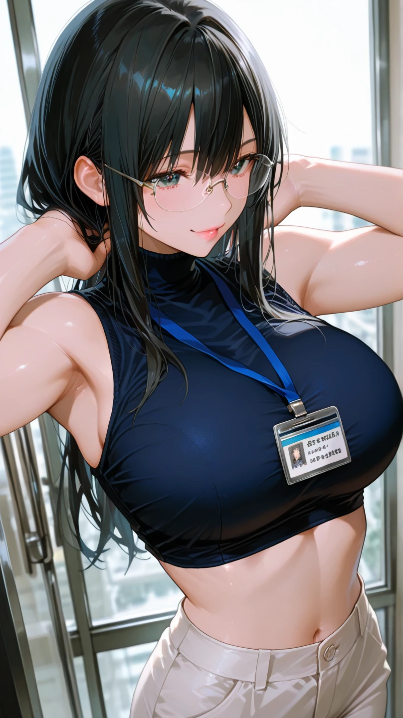 bikini, military cap, long black hair, breast, crying face, blushing, sad face