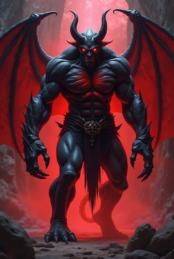 (ultra detailed)、Luigi、Evil Face、Red glowing eyes、Muscles and clothes、horn、wing