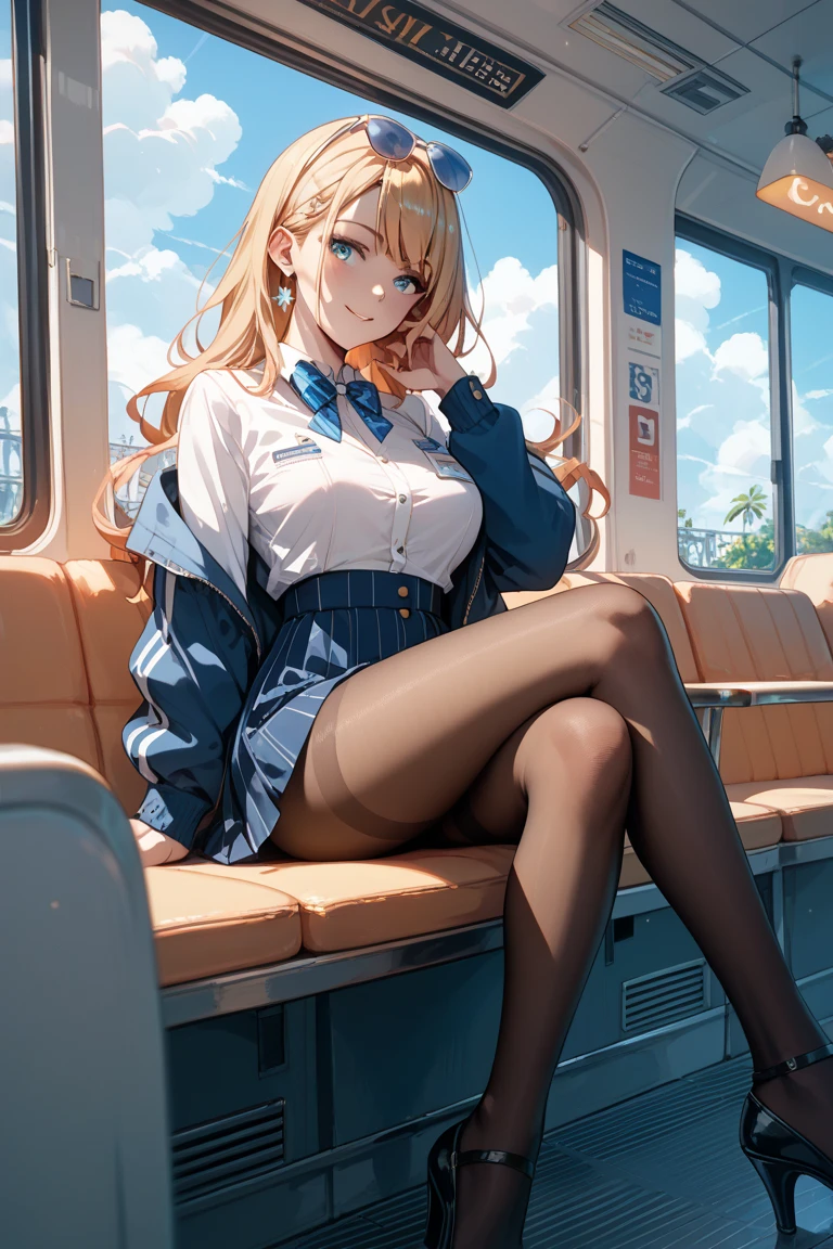 panty shot, sitting, on the train