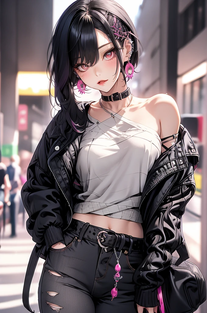 ((Sketch)), ((Watercolor)), ((best quality)), ((masterpiece)), (detailed), 4k image, anime style, beautiful young girl, tanned white skin, oval shaped face, cherry pink lips, big round velvet colored eyes, C-cup breasts, slender and thin body, full oversized hoodie reaching thighs(one color), waist band shorts, Sleek dark violet purple-black hair in a Pixie cut hairstyle, small narrow waist, small but full curvy hips, height of about 170cm