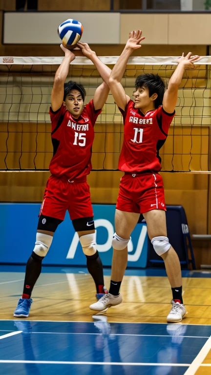 A handsome man wearing a red turban volleyed into the air