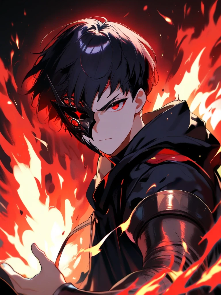 dark black without face or anything with red flames in the background, emitting evil red aura evil aura, epic anime style, red eyes glowing, with glowing red eyes, with red glowing eyes, just black , red aura, dark glowing red aura,phonk style, glowing red eyes, glowing and epic,black man