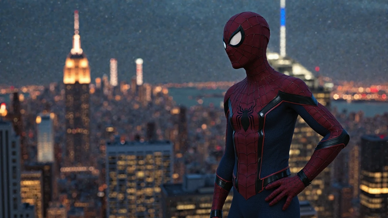 Lonely guy with a powerful hand and a Spiderman mask all over his face (Animated mode)