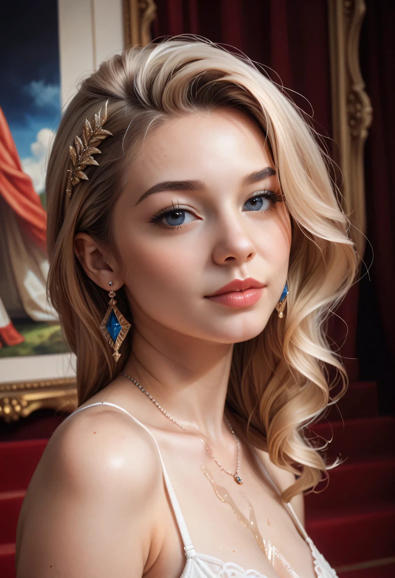 Masterpiece, better quality, extremely thin and beautiful girl, extremely thin and beautiful , world Masterpiece theater, overdetailed, very detailed, better quality, blond hair, high definition, extremely detailed,1girl, better quality, illustration, looks at the viewer, impasto, canvas, Oil painting, realistic, realist , real,