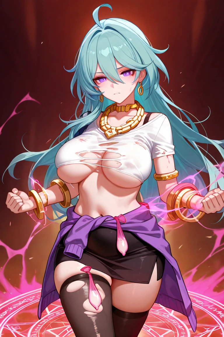 Chinese big breasts,3/4 sides,Whisk,Spell,Robe,Eight-head fuselage proportions,Step on top of the great charm,To the right,full bodyesbian,Taoist,opulent,High quality,mistic,flowy,red tinted hair,grin