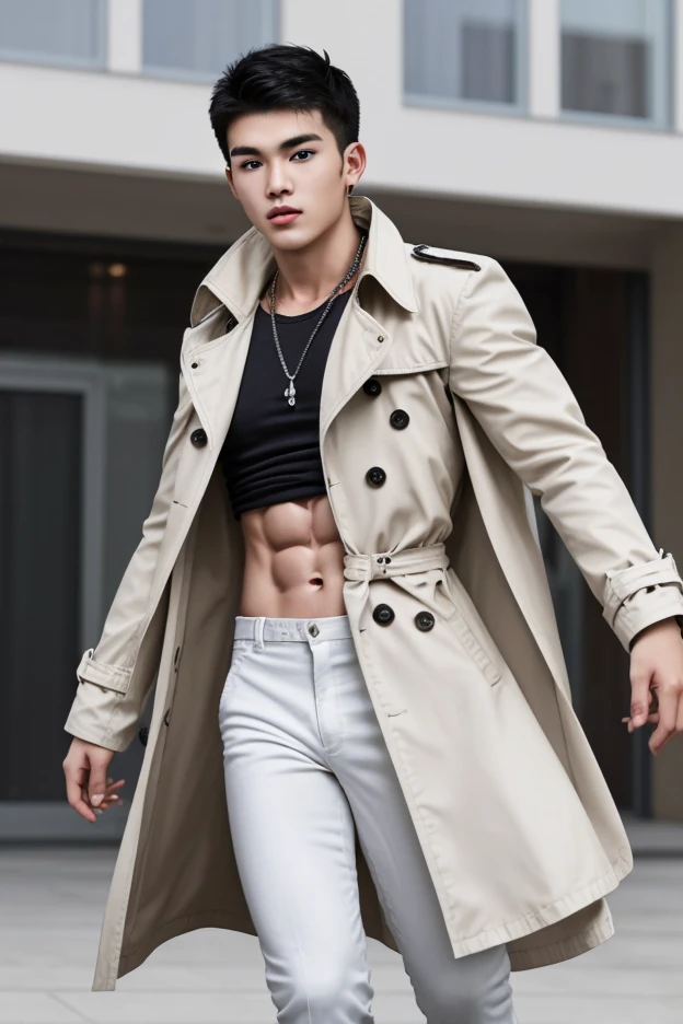 Handsome boys best quality, tmasterpiece, 超高分辨率, (realness: 1.4), RAW photogr, 1 boy, mature, Fitness, On the street