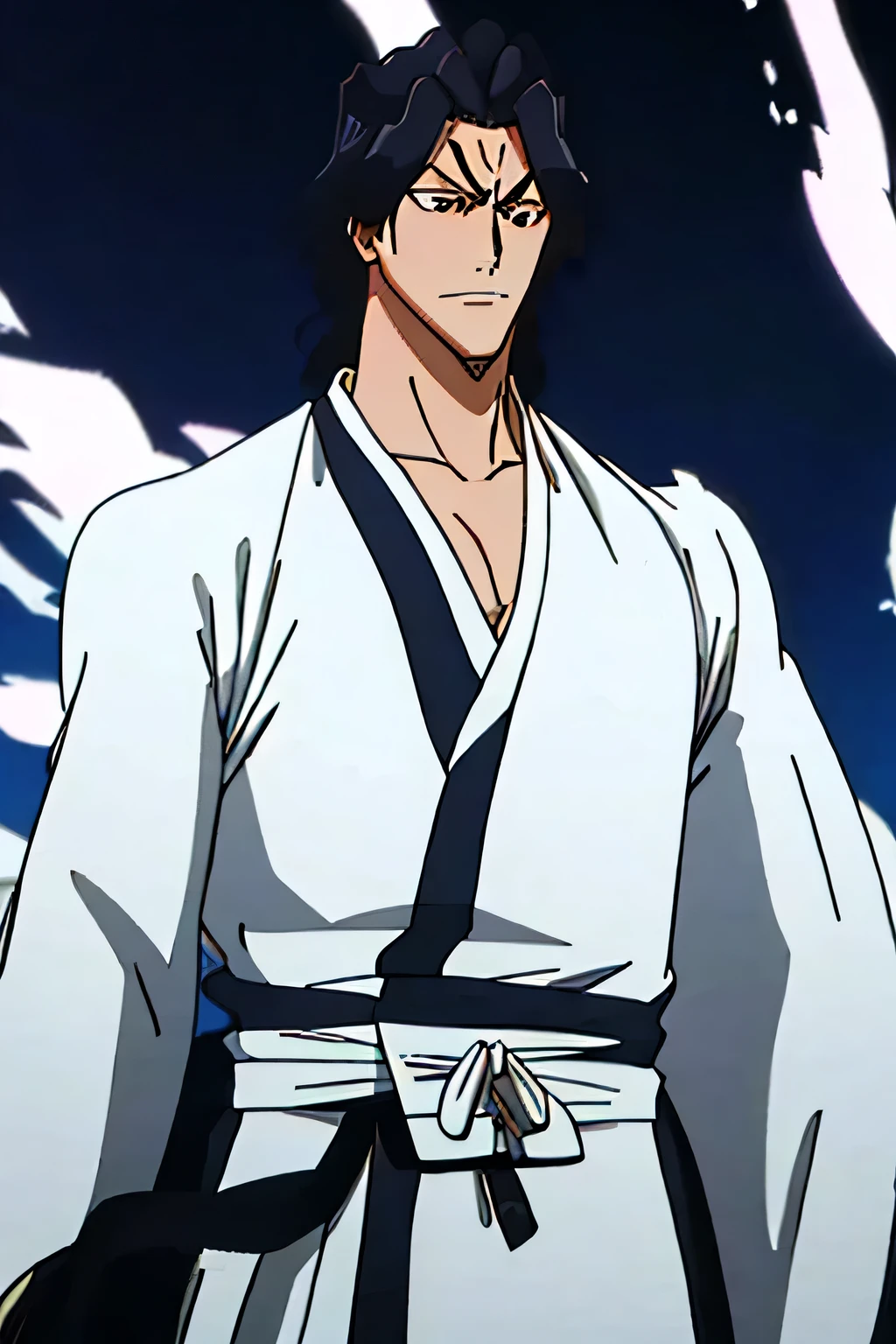 **"An intense anime character stands in a silent, windswept battlefield — his name is Ryemon. He has the same height and posture as Sosuke Aizen from Bleach, exuding cold confidence and calculated rage. His slick, shoulder-length hair is styled exactly like Aizen’s, but dyed a striking golden yellow, glowing faintly under the fading twilight. His golden hair flutters gently in the air, a sharp contrast to the grim expression on his face — eyes narrow, piercing, and filled with controlled fury.
Ryemon wears a pristine white kimono with black minimalist lines running along the edges — a symbol of silent authority. The kimono is slightly open at the chest, revealing countless battle scars across his muscular torso and neck — deep slashes, old burns, and claw marks that tell of a brutal past. Despite the damage etched into his flesh, his posture is calm and composed — the stance of a master who has long surpassed pain and fear.
His face is stoic, sharp, and deadly serious. No smile, no warmth — only cold precision. His skin is slightly tanned, highlighting the golden glow of his hair. His eyebrows are slightly furrowed, adding to the weight of his expression. Around his waist, a dark black sash ties the kimono, and he carries a long, sleek katana with an obsidian-black blade, subtly glowing with faint golden energy — a cursed blade forged through tragedy and vengeance.
The background is a ruined temple, dust in the air, cherry blossom petals swirling in slow motion, and golden rays of sun breaking through dark clouds. His aura is silent and deadly, golden wisps of spiritual energy flowing around him like smoke. The entire scene is painted in deep anime cinematic style — dramatic contrast, glowing effects, high-detail textures, and dynamic lighting worthy of a MAPPA x Ufotable collaboration.
His presence alone demands respect — a legendary swordsman with no mercy, forged by pain, driven by unbreakable resolve. He is the calm before the storm — the final boss energy i