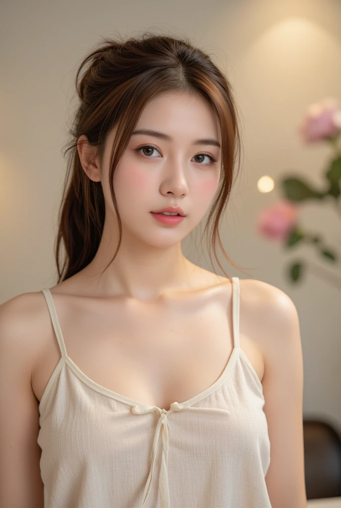 very beautiful和详细的描述、Ultra-realistic details、masterpiece、Top quality、Very fair skin,very beautiful、9.Small face beauty、Eyes are big and symmetrical,very beautiful、The nasal muscles are passing through、 Except for the chest, The whole is thin,、Huge breasts,The shape and tension are very beautiful、Bodycon knit dress, From the top of the head to the inner seam, Plane lighting,Look at the audience