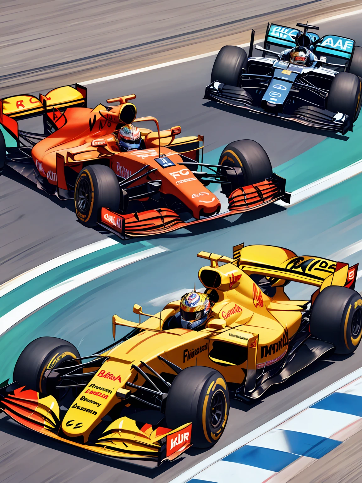 race queen、F1カー、  clear、FORMULA 1 RACE TRACK、Checkered flag