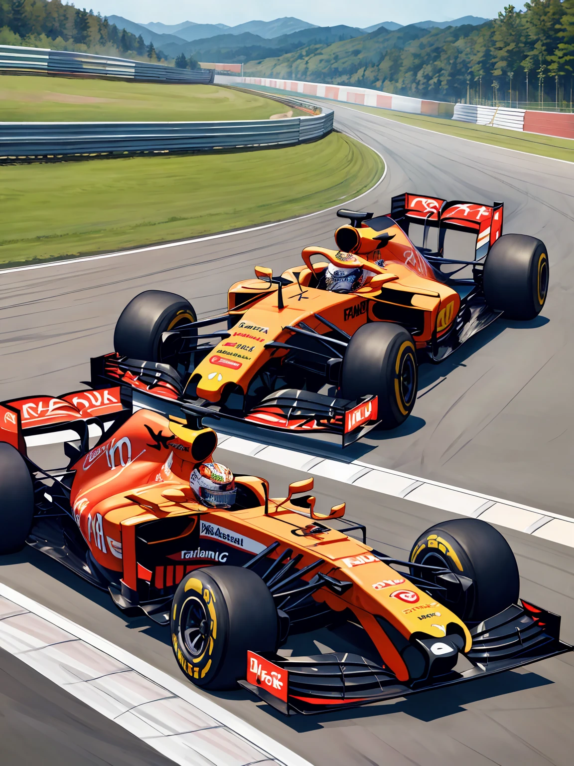 race queen、F1カー、  clear、FORMULA 1 RACE TRACK、Checkered flag