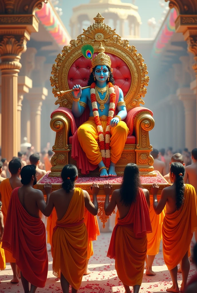 A cultural program of hindus worshipping lord Krishna 3d picture with amazing view