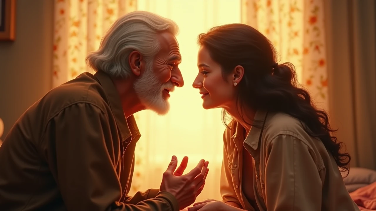 Create Jenna Ortega welcoming an old man