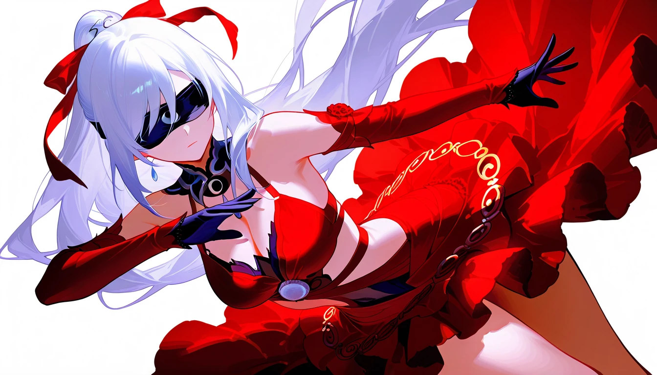 masterpiece, top quality, 1 girl, rainbow hair, harley queen hair, clown hat, joker, funny, fine eye detail, intricate detail, (style-pixiv:0,8), portrait, (spread of blood :0,7 ), solo, full body shot, background detail, (the wind blows with tarot card: 1.1) dynamic actractive pose, clown circus, pentagram, circus suit, medieval, abyss of darkness in the background