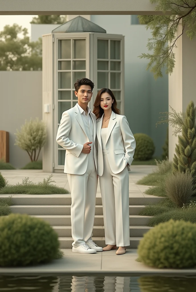 USA couple white dress