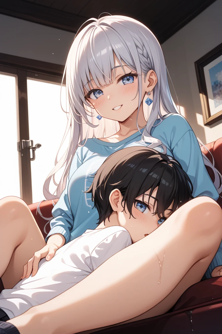 masterpiece, Highest quality, Super detailed, and mother, Browsing Caution, orgasm, Sunburn, 、Covered in semen、Little Boytfeeding、Breast milk、