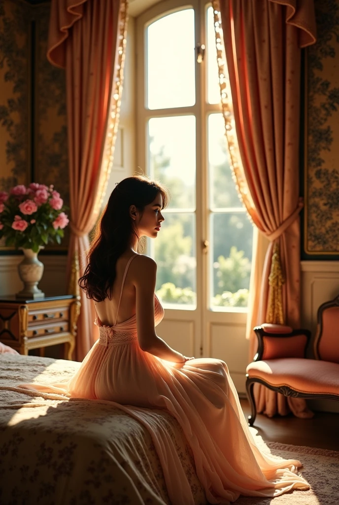 woman in satin nightgown