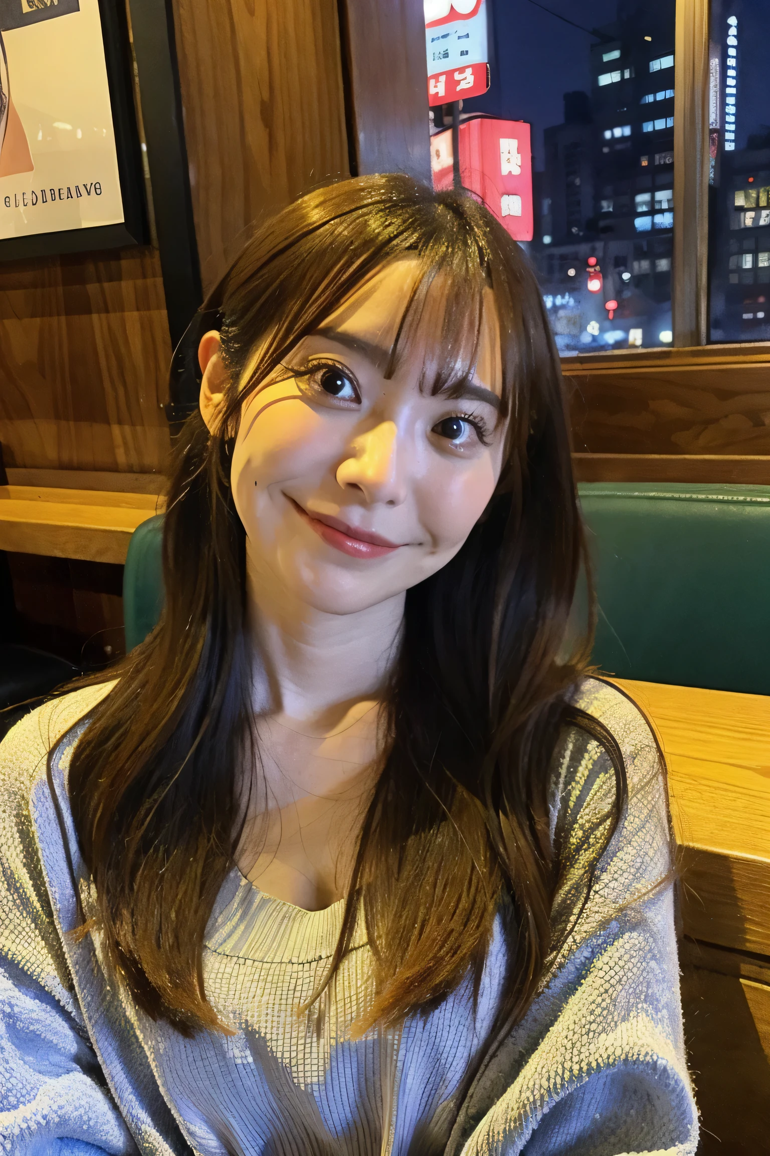 tousled hair、Drinking alcohol at an izakaya, getting drunk, and spoiled、The angle at which you are taking a selfie