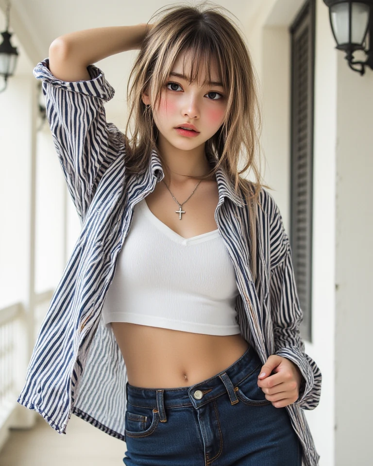 Blonde sitting on a bench, Casual clothes, cowgirl position fuck
