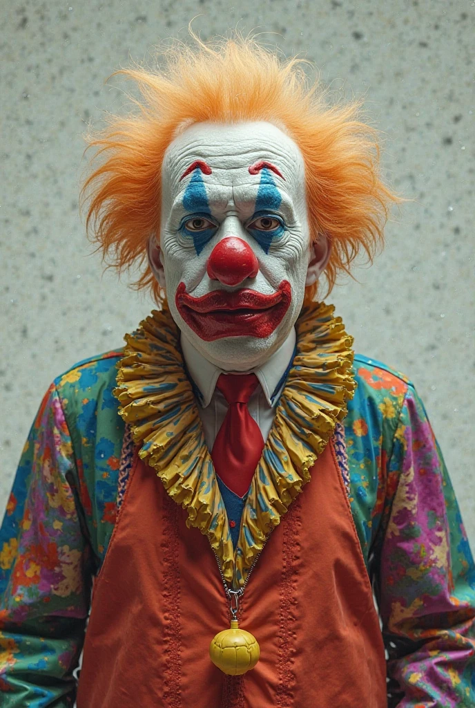 Clown, complex background, posessed smile demonic, Dramatic light, Portrait, Beautiful, Cinematic, Masterpiece, half body portrait, dramatic shadow evocative analog film noise, half body portrait, cinematic, movie still, captured in the style of Sony Alpha A7 III camera