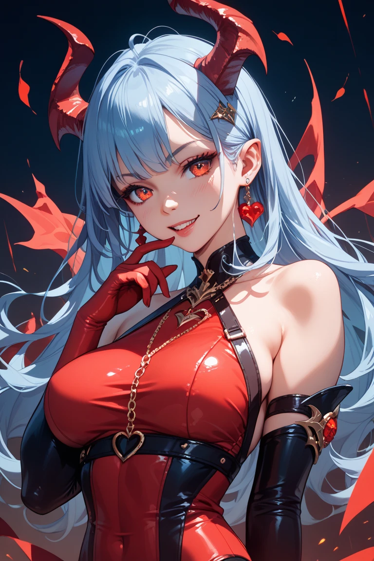 1_girl, solo, tattoo girl, very beautiful, murderous, Harley Quinn, crazed look, dark background, 8K, dynamic wallpaper, very delicate, very dense, creepy smile, close up to camera, dripping red one piece swimsuit, dark room with a red spotlight