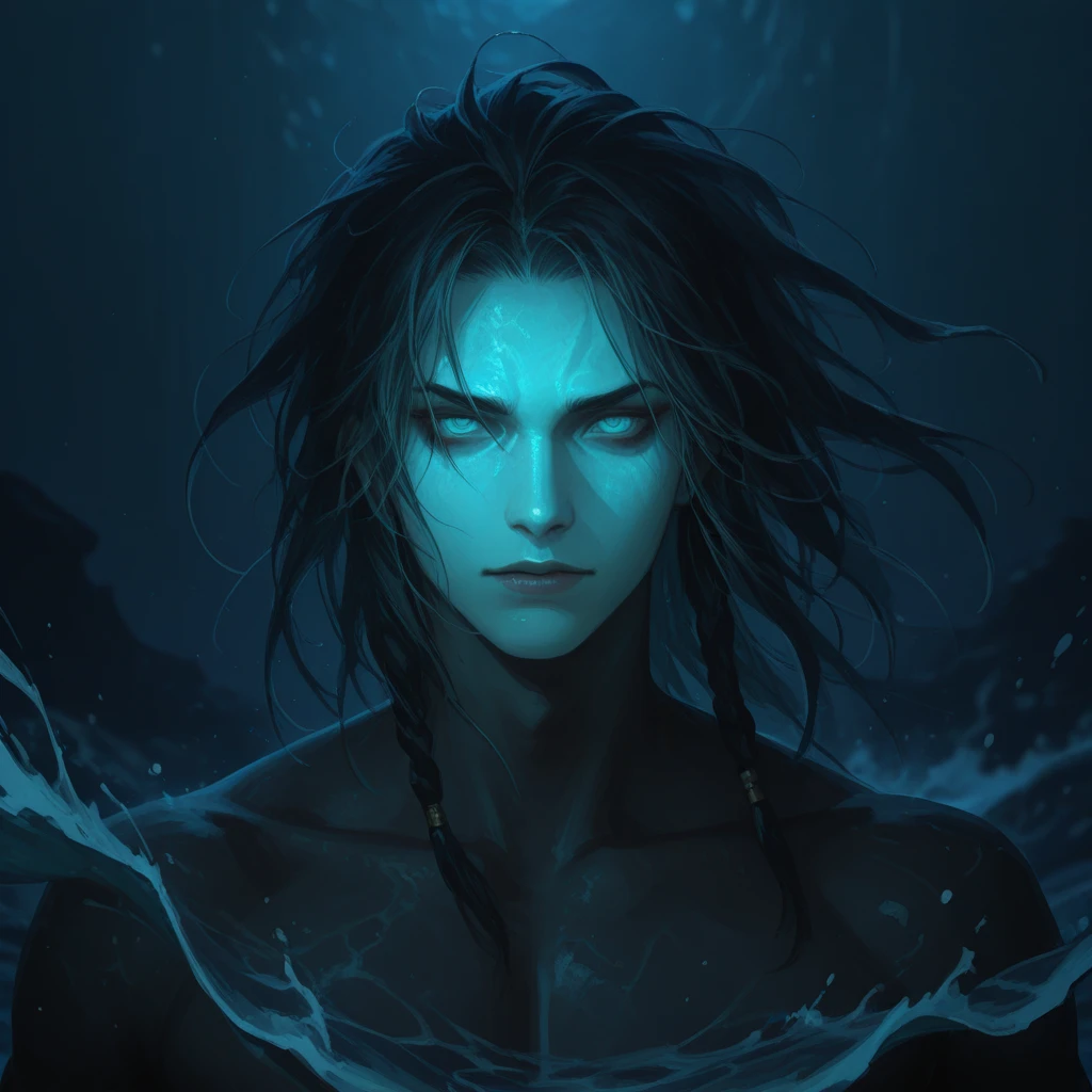 The Stable Diffusion prompt for the theme "a handsome androgynous man with blue hair wizard with water powers" is: handsome androgynous man with blue hair,beautiful detailed eyes,beautiful detailed lips,extremely detailed eyes and face,long eyelashes,(best quality,4k,8k,highres,masterpiece:1.2),ultra-detailed,(realistic,photorealistic,photo-realistic:1.37),powerful wizard with water powers,flowing blue water magic,fluid movements,aurora borealis background,holographic spell book,glowing runes on the skin,ethereal and mysterious,spellbinding atmosphere,imposing presence,commanding gestures,blue mist enveloping the wizard,fluid water tentacles,aquatic creatures surrounding the wizard,serene waterfalls,sparkling water reflections,majestic and magical,surrounded by a calming blue aura,secrecy and enigma,subtle tones of blue and turquoise,soft and dreamy lighting.