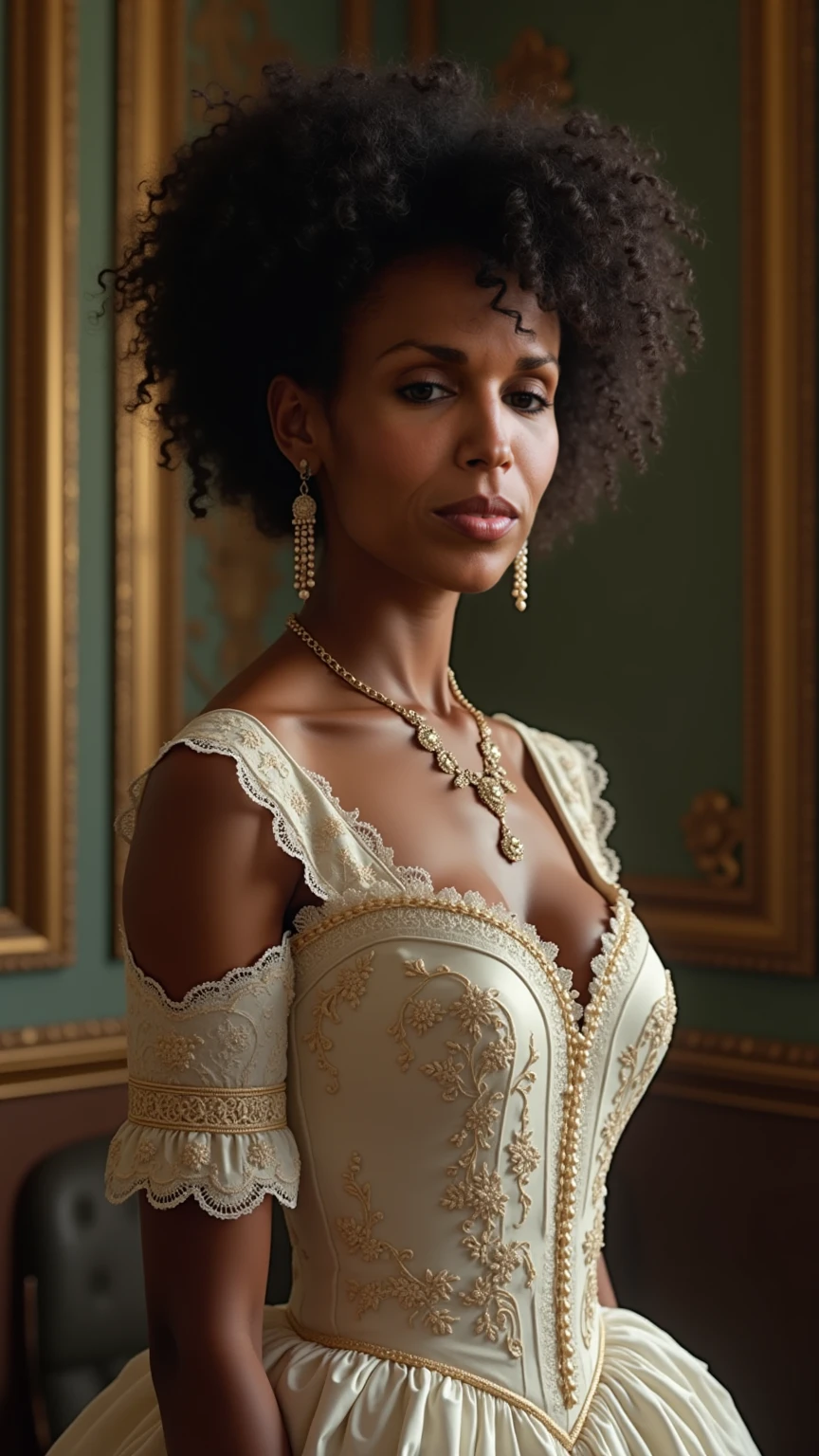 (photo of 30y.o. woman:1.4), (light skin:1.3), skinny, freckles, (natural perky breasts:1.2), posing in ancient victorian mansion, (smiling:0.9), ([open|sleepy] eyes:1),  (intricate details, best quality, 8K, realistic), (detailed eyes, detailed skin, highly detailed background:1.1), (wears queen clothes:1.3), short hair, ponytail hair, (straight hair:1.1),  (oily hair:0.8),
