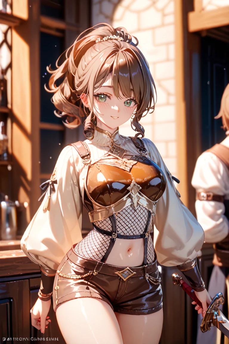 Gym suit,One Girl,(Highly detailed skin),curve,,Beautiful breasts,Large Breasts,Pale skin,Pointed Chest,(Fantasy art,Best image quality,Surreal portrait,(8k),Ultra-realistic,最high quality, high quality, High resolution, high qualityの質感,Attention to detail,Beautiful details,Fine details,Highly detailed CG,Detailed Texture,Realistic facial expressions,Tabletop,before,dynamic),(Thin Hair),(Soft Hair),(Bob Hair:1.5),Long, slicked bangs,Very light coppery amber hair,Hair on one eye