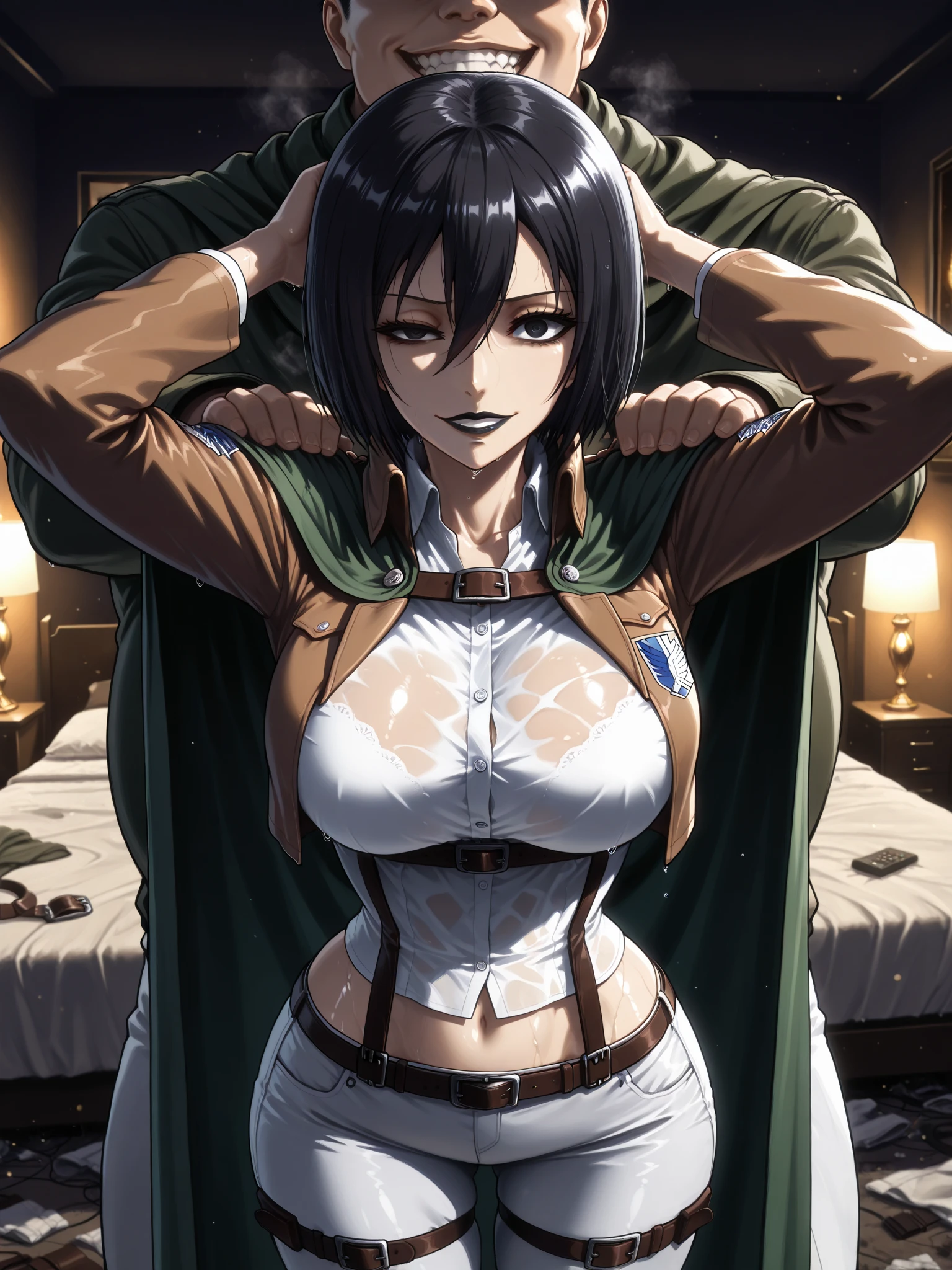 Grey eyes, blushing