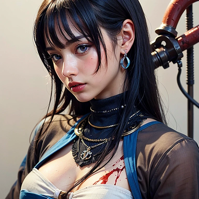 ((top quality, 8 thousand, masterpiece:1.3)) Two Korean women in their 20s, Pale and white skin, Tangled black hair, Blood, severe dark circles, 피묻은 하얀 nurse복, black lips, Corruption, Fog, dim lighting, nurse, Goseong, (big bust : 1.1), (thick thighs: 1.1)