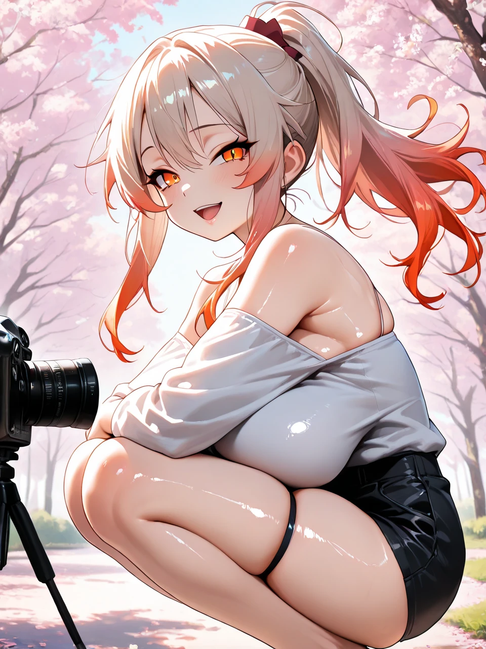 20 year old, single subject, (8k, best quality, masterpiece:1.2),(best quality:1.0), (ultra highres:1.0), pastelcolor, hair ribbon,lycoris recoil, lesbian, chisato nishikigi, platinum blondebobhaircut,salacious expression on face , nsfw, holding hips, chisato pressing together her own breasts, chisato nishikigi presenting breasts, athletic body, large breasts,pink pastel  background, chisatonishikigi stripping clothes off, slim body, tight vagina, (1subject), glowing red eyes, chisato has tears streaming down her face, full body, , nsfw, nude, no clothes, sexual ejaculating spraying pussy,  lewd, squirting pussy, , salivating mouth, dripping mouth, mouthwatering, secretion，Buttocks close-up，sit，sit on camera，Rear view，Hips upturned，Love Heart, secreting vagina, secreting anus, love hearts, body all wet