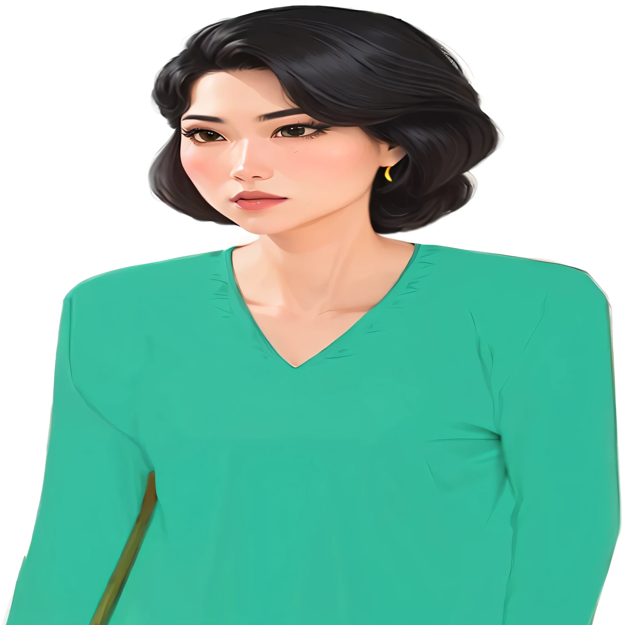 cartoon of a woman with a necklace and a necklace on her neck, digital art of an elegant, girl with black hair, upper body avatar, female with long black hair, digital illustration portrait, stylized digital illustration, in style of digital illustration, south east asian with round face, wikihow illustration, cartoon style illustration, woman with black hair